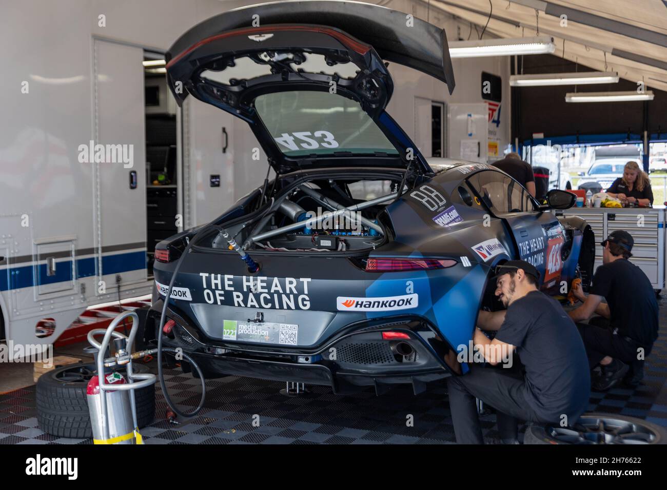 Sebring, USA. 20th Nov, 2021. Preparing cars for start during 24H Series powered by Hankook. Schedule includes USA stops on November 19-21, 2021. Racing cars from the many countries, such as: Germany, USA, France, Nederland, Romania, Denmark, Canada, Spain, Great Britain, Italy; in many different classes: GT4, 991, GTX, GT3, TCR, TCX, P4. (Photo by Yaroslav Sabitov/YES Market Media/Sipa USA) Credit: Sipa USA/Alamy Live News Stock Photo