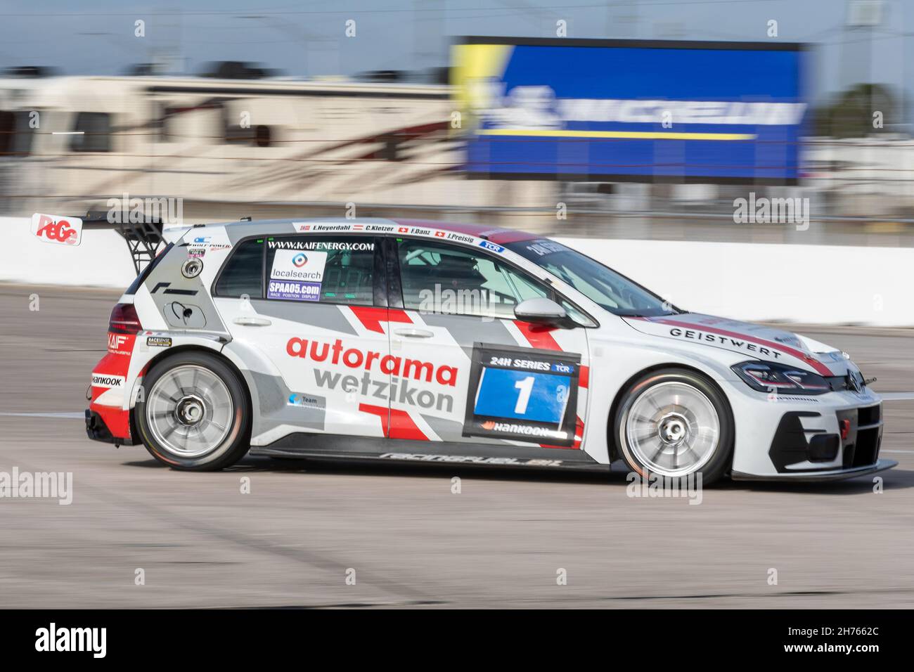 Sebring, USA. 19th Nov, 2021. 1 Autorama Motorsportby Wolf-Power Racing Volkswagen Golf GTi TCR DSG:Constantin Kletzer, Emil Heyerdahl, Fabian Danz, Jasmin Preisig during the 24H Series powered by Hankook. Schedule includes USA stops on November 19-21, 2021. Racing cars from the many countries, such as: Germany, USA, France, Nederland, Romania, Denmark, Canada, Spain, Great Britain, Italy; in many different classes: GT4, 991, GTX, GT3, TCR, TCX, P4. (Photo by Yaroslav Sabitov/YES Market Media/Sipa USA) Credit: Sipa USA/Alamy Live News Stock Photo