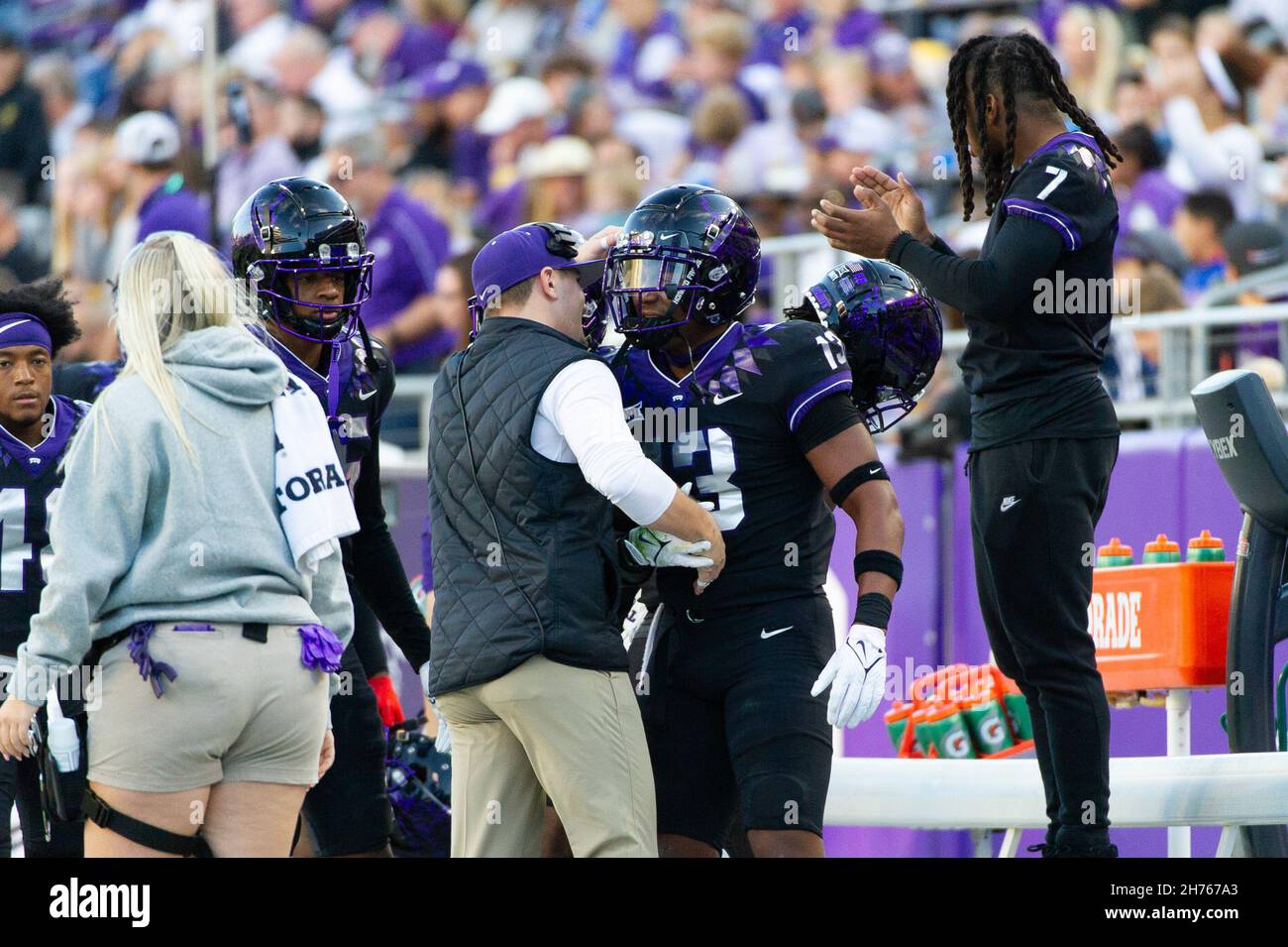 TCU linebacker Dee Winters (13) in the second half of an NCAA college football game Friday, Sept