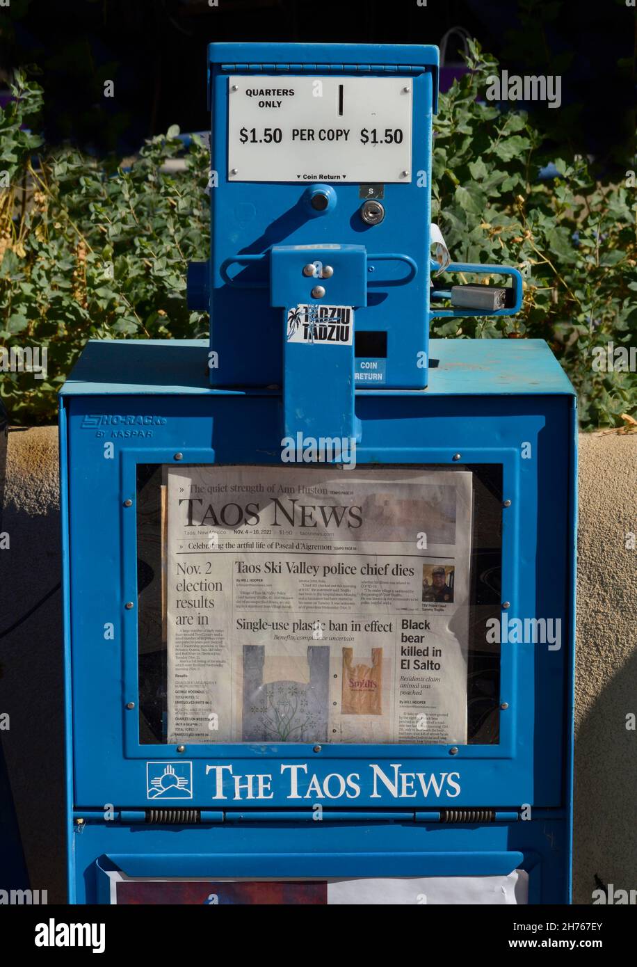 A coin operated vending machine for the local newspaper in Taos, New Mexico Stock Photo Alamy