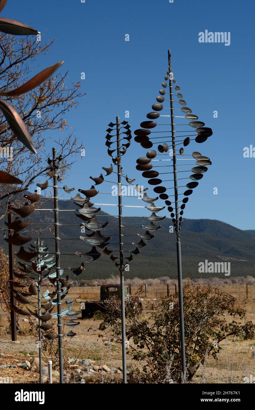 Wind sculptures by artist Lyman Whitaker for sale at an art gallery in