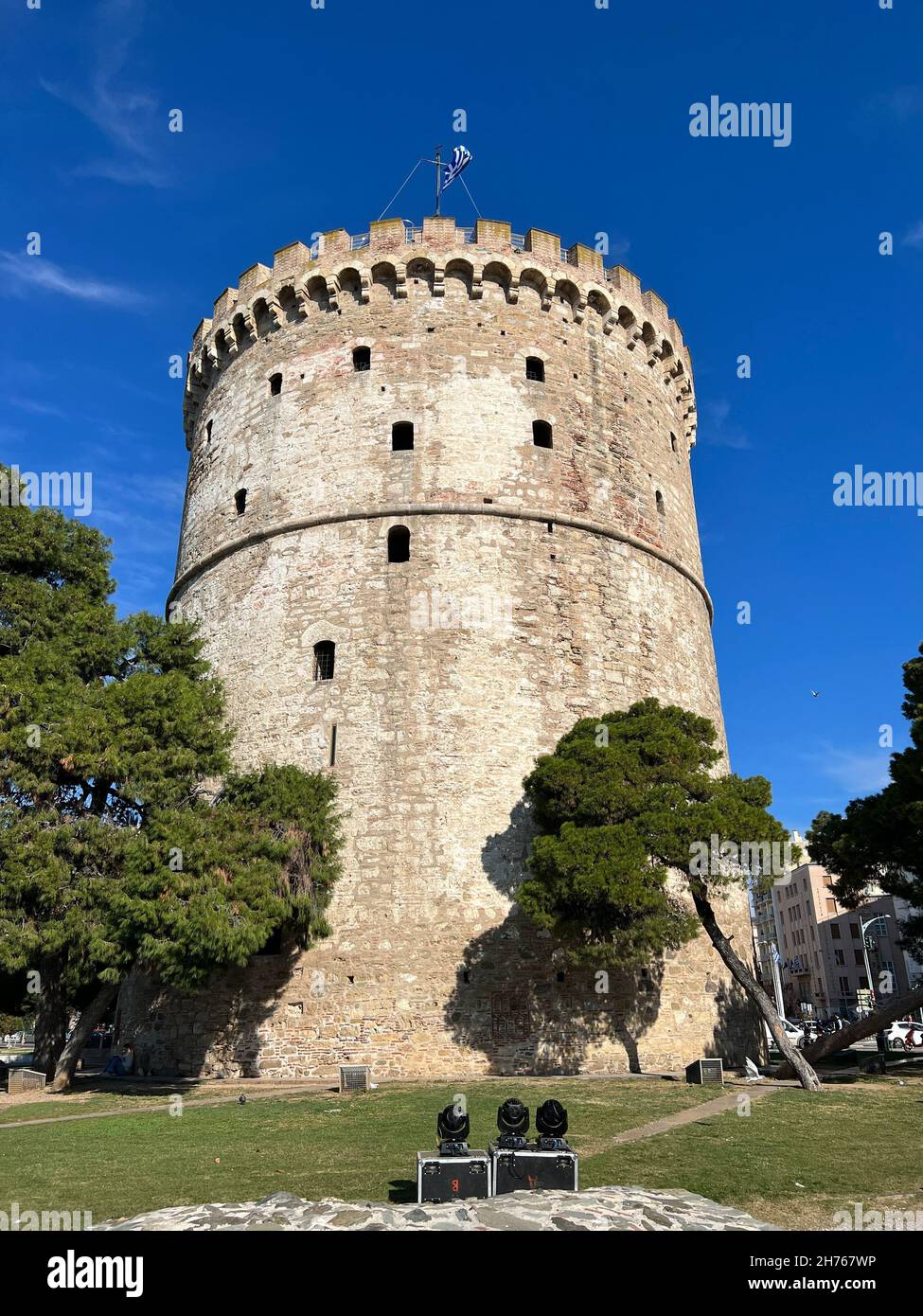 White Tower of Thessaloniki city, on a sunny day Stock Photo