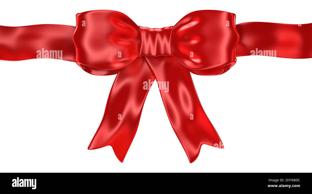 Shiny satin red ribbon isolated on white - 3d render Stock Photo