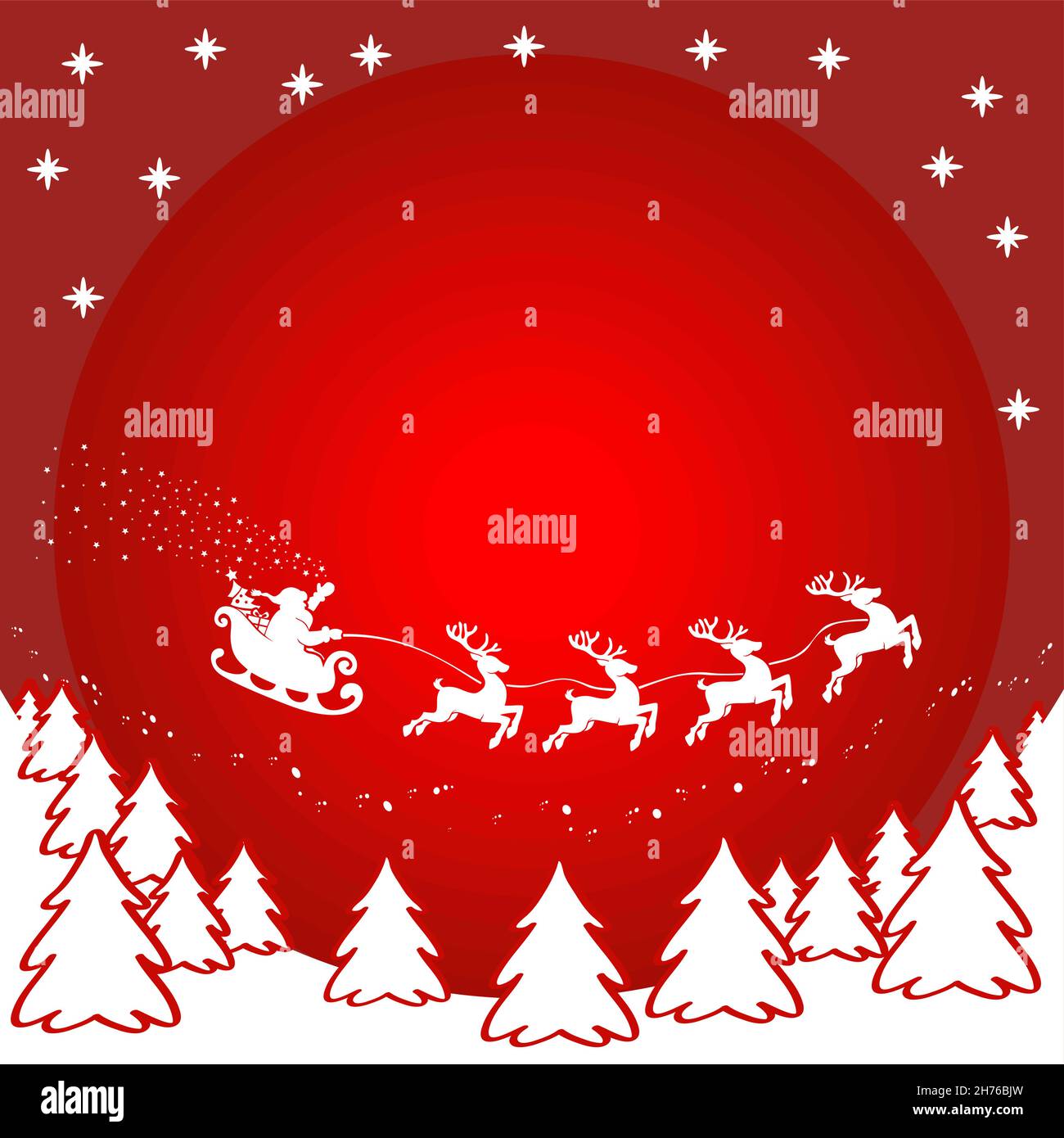 Christmas background with santa claus sleigh and reindeer. Vector ...