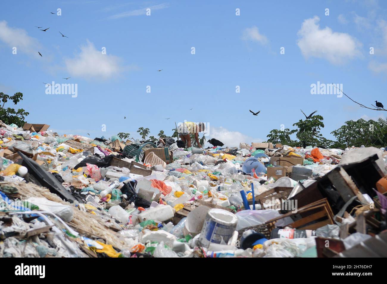 Afuá,Brazil,November 11, 2021. Child working in the dump of the city of Afuá, on the island of Marajó in the state of Pará. Stock Photo