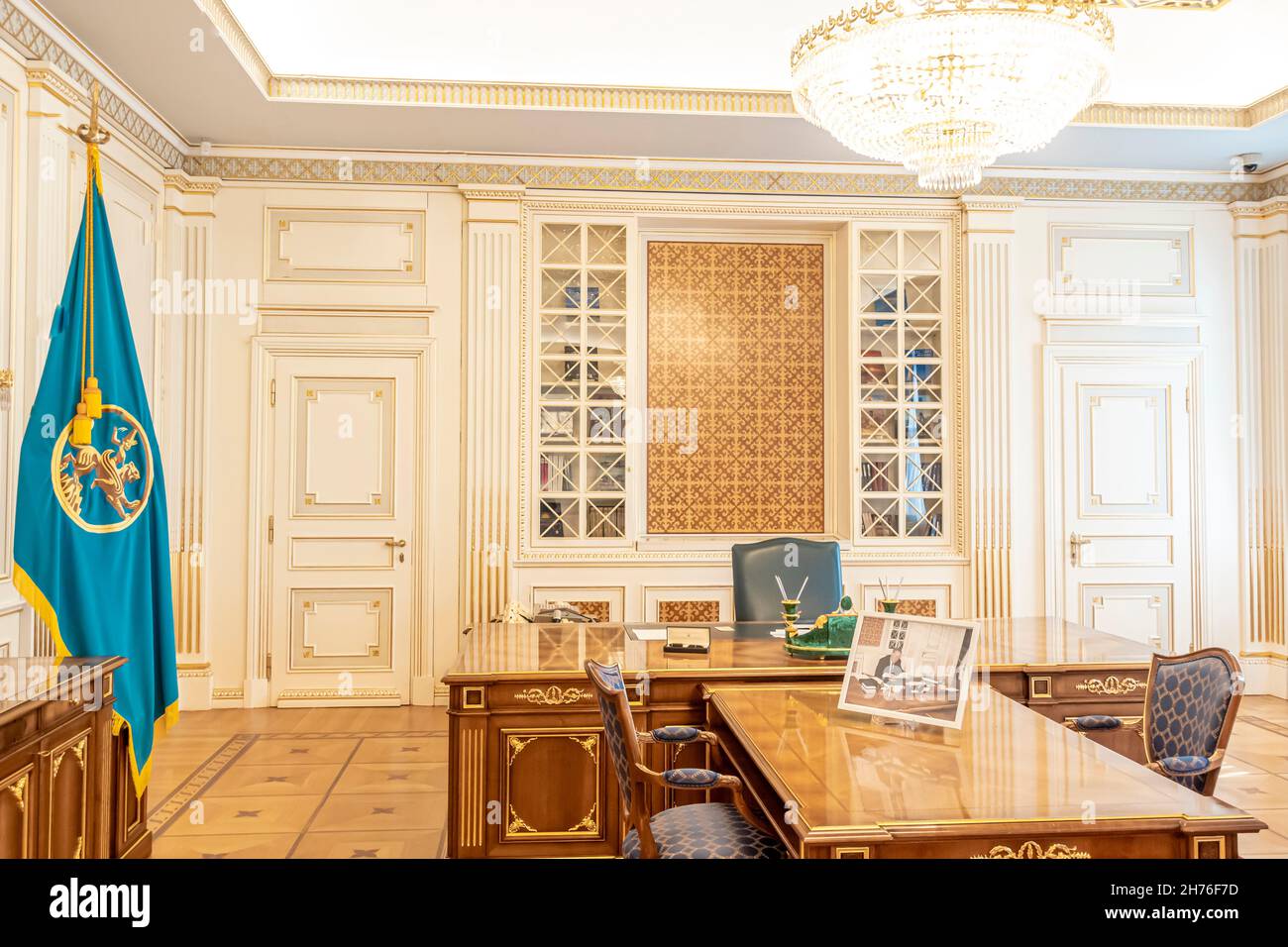 Historic cabinet, meeting room of Nursultan Nazarbaev- Museum of the First President of the Republic of Kazakhstan, Nur-Sultan, Astana Stock Photo