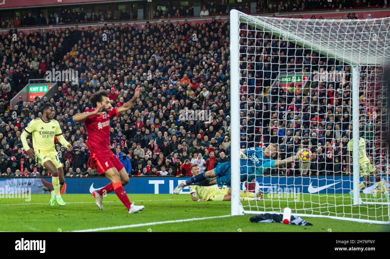 Liverpool. 21st Nov 2021. Arsenal s goalkeeper Aaron Ramsdale