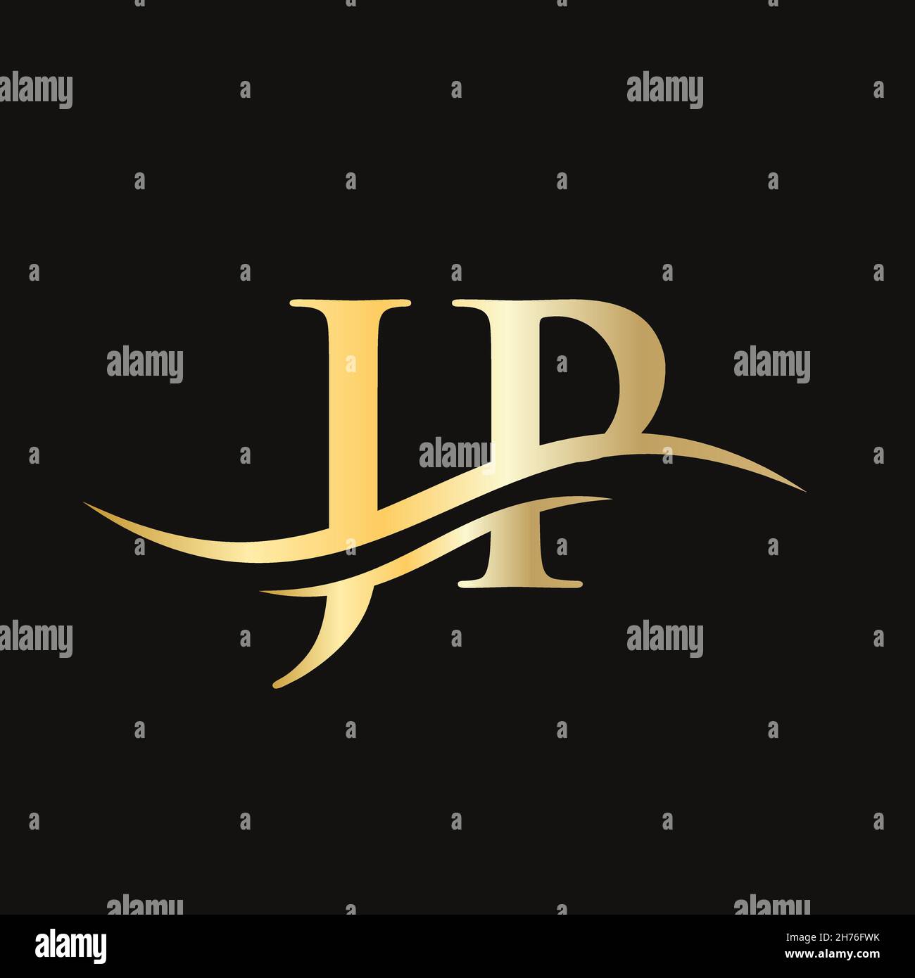 JP logo Design. Premium Letter JP Logo Design with water wave concept
