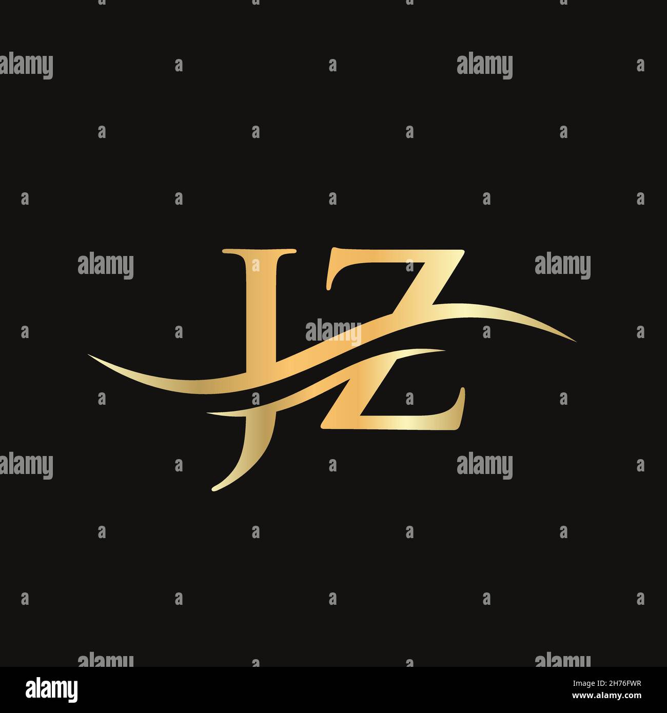 JZ Logo design vector. Swoosh letter JZ logo design Stock Vector