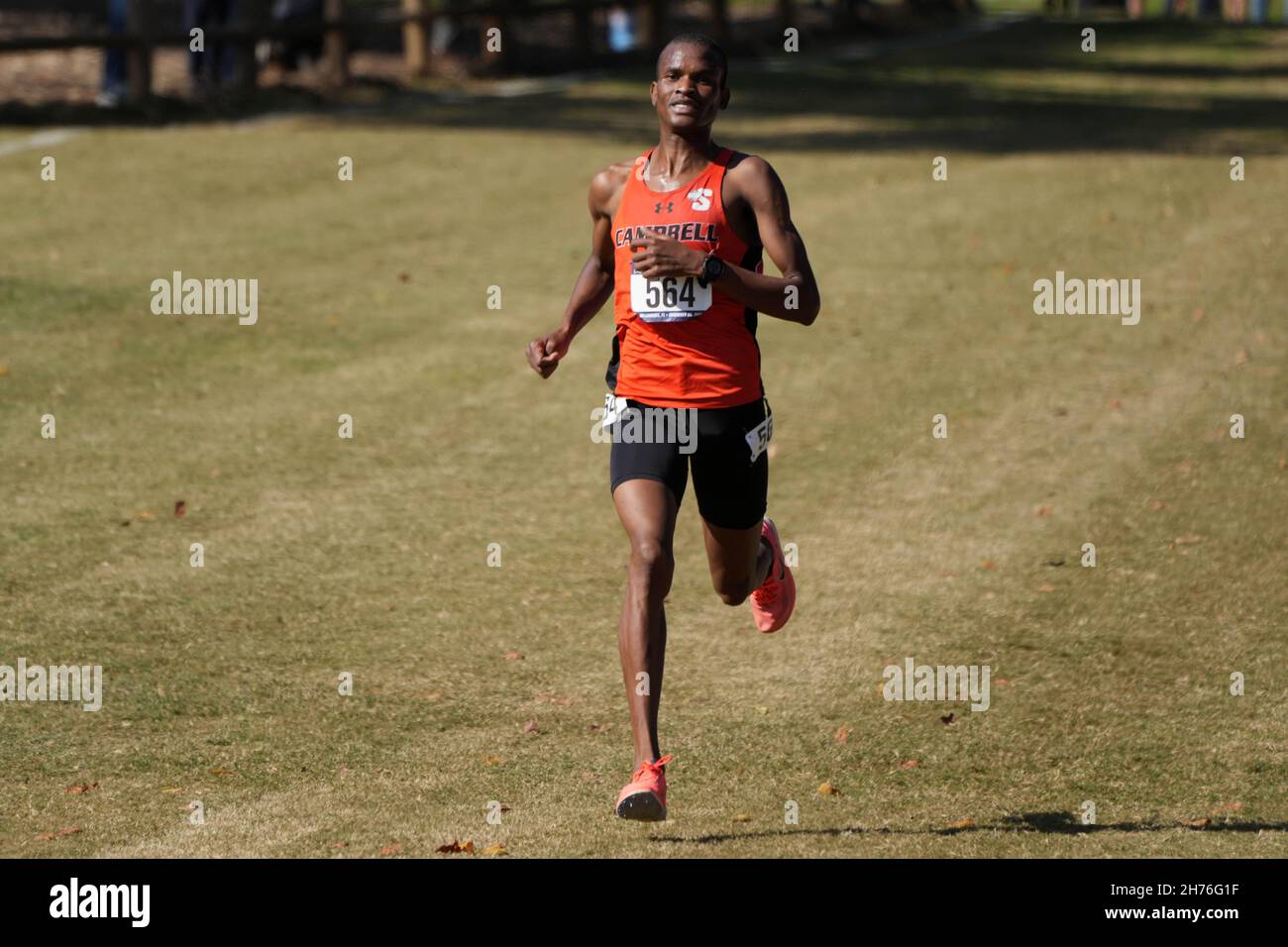 Athanas Kioko of Campbell places third in the men's race in 28:49.9 during the NCAA cross country championships at Apalachee Regional Park, Saturday, Stock Photo