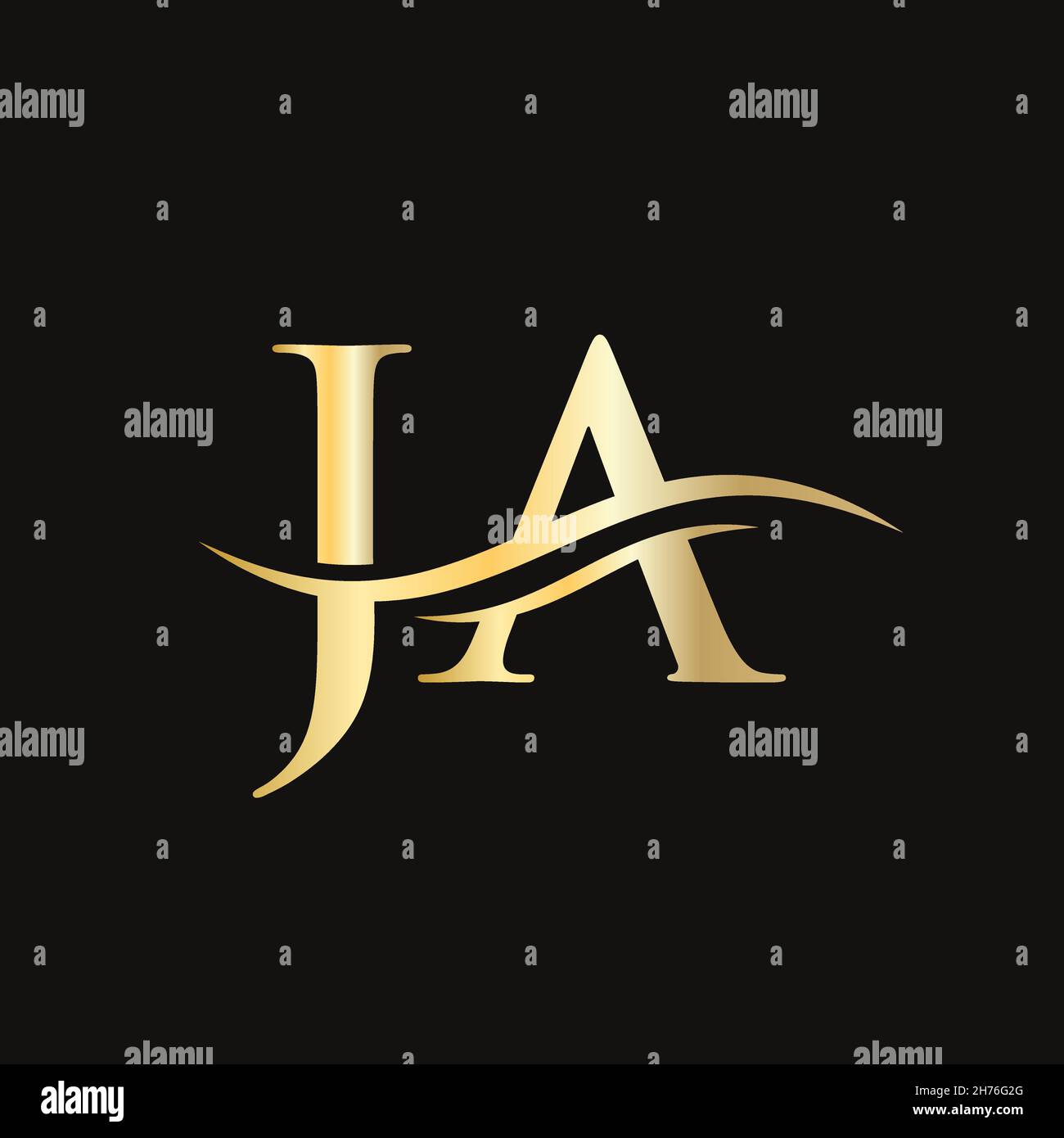 JA logo Design. Premium Letter JA Logo Design with water wave concept. Stock Vector