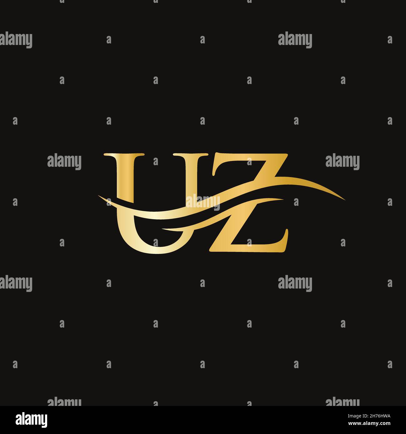 UZ Logo design vector. Swoosh letter UZ logo design Stock Vector Image ...