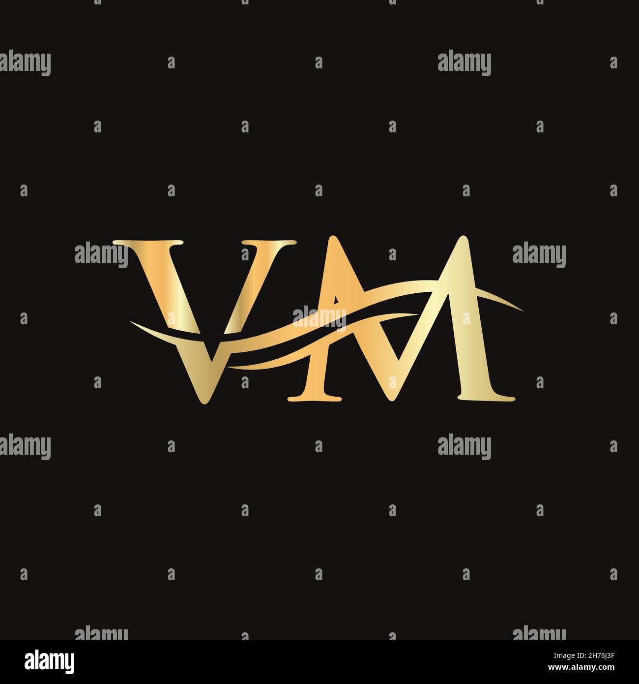 Initial VM letter linked logo vector template. Swoosh letter VM logo design. VM Logo design vector Stock Vector