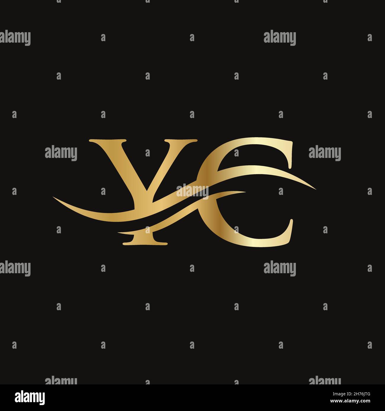 YC logo Design. Premium Letter YC Logo Design with water wave concept