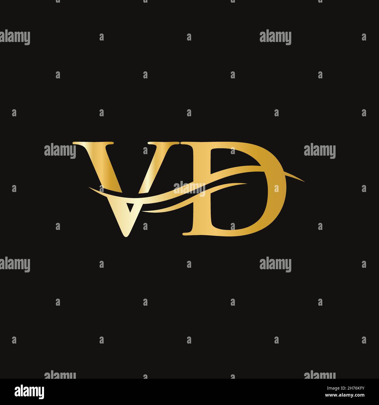 Swoosh Letter VD Logo Design for business and company identity. Water Wave VD Logo with modern trendy Stock Vector