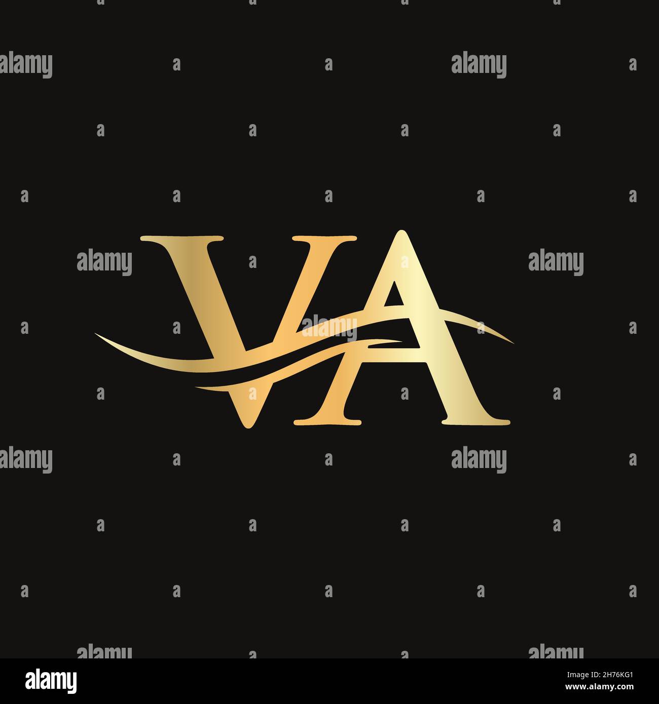 VA logo Design. Premium Letter VA Logo Design with water wave concept. Stock Vector