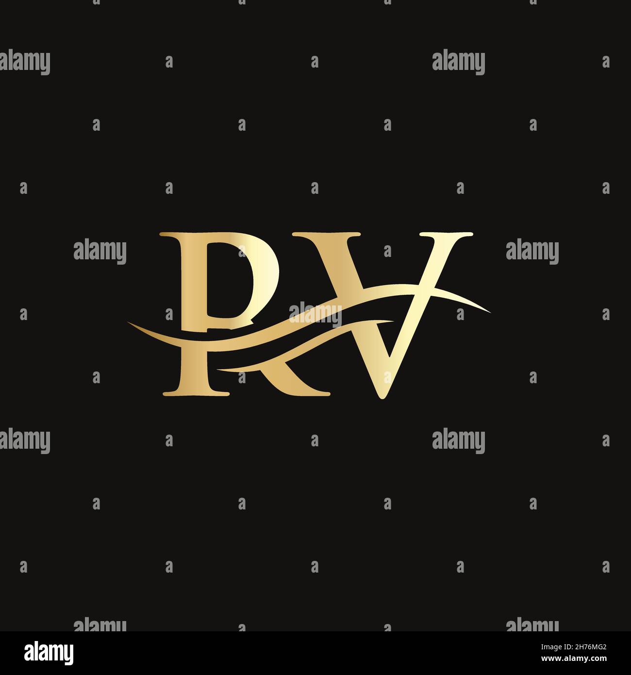 Modern RV Logo Design for business and company identity. Creative RV letter with luxury concept. Stock Vector