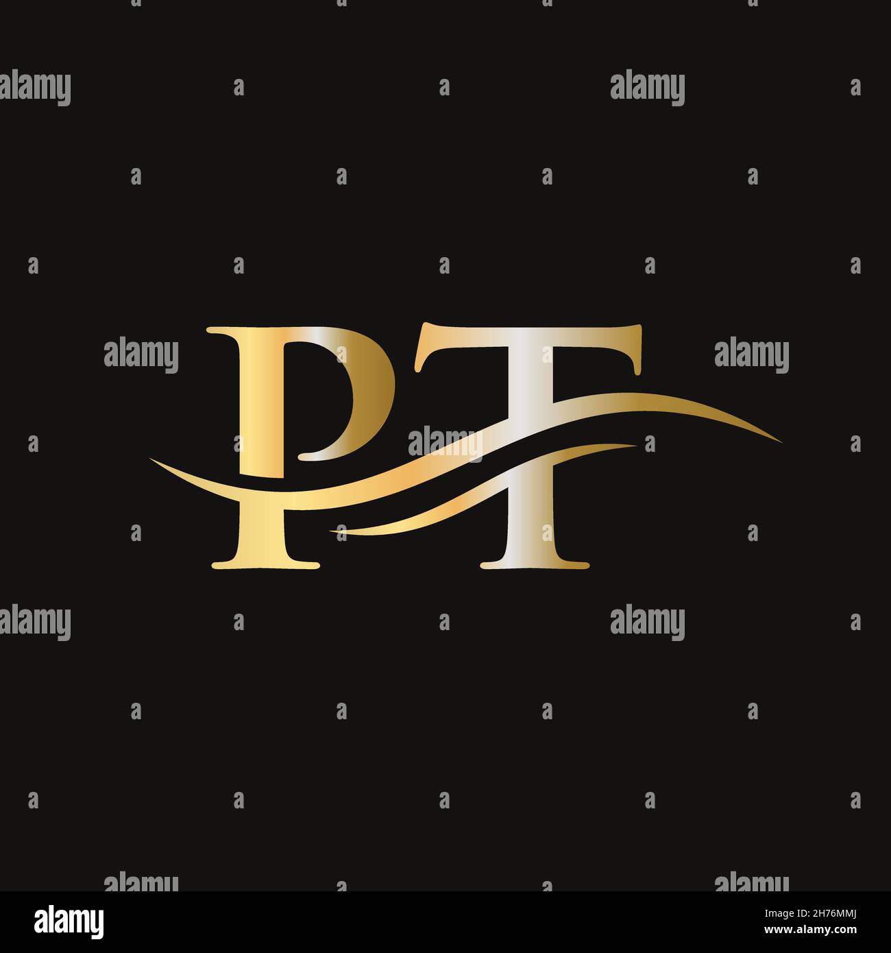 PT Logo design vector. Swoosh letter PT logo design Stock Vector