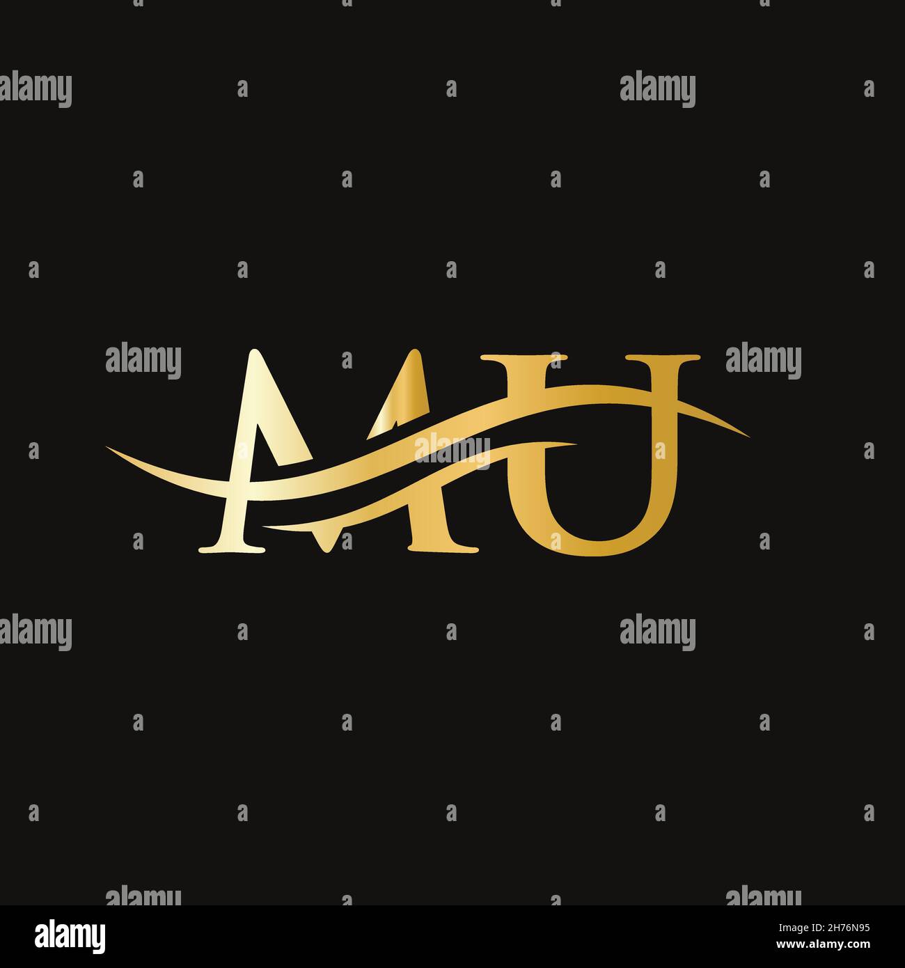 Swoosh Letter MU Logo Design for business and company identity. Water ...