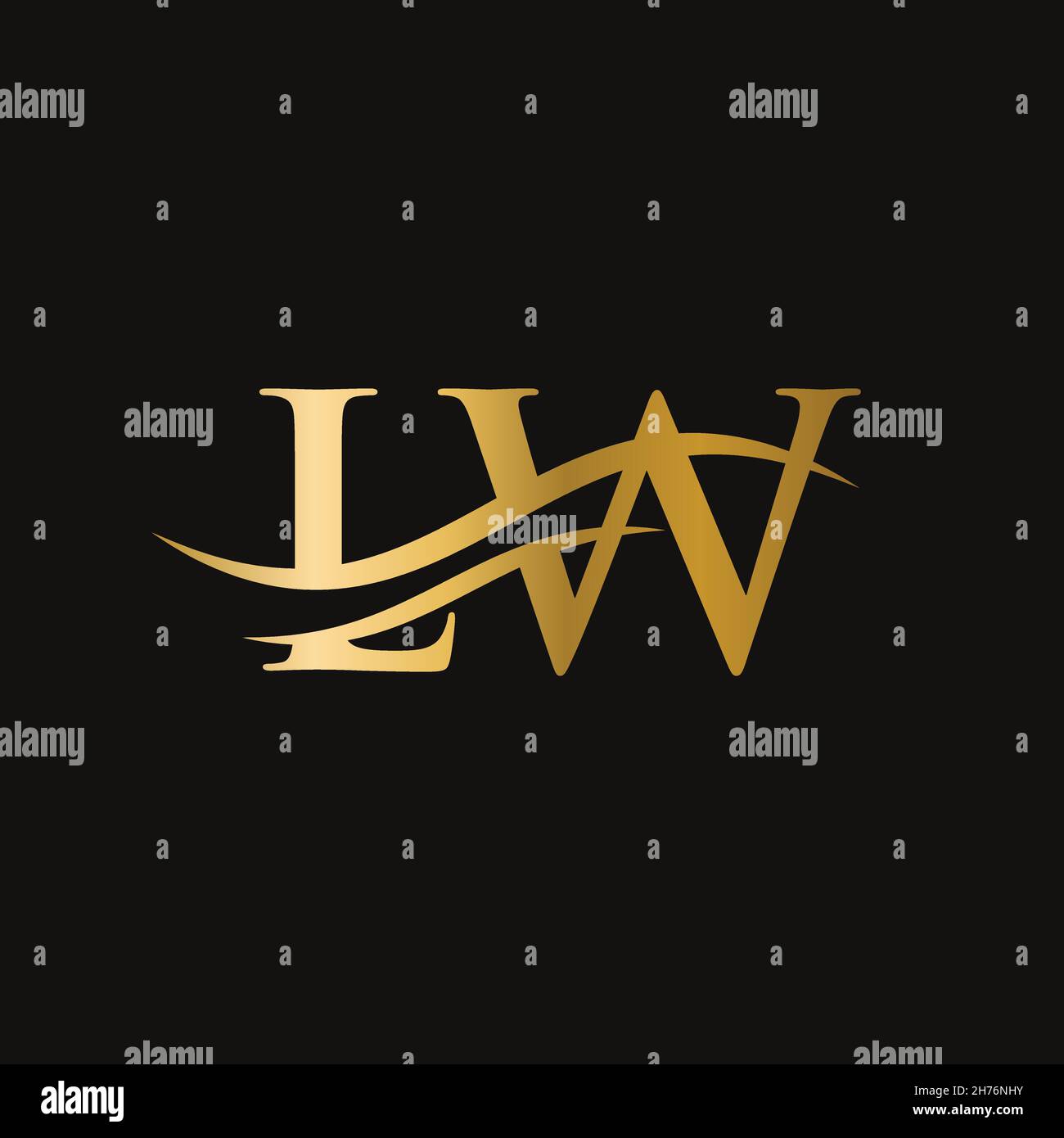 Swoosh Letter LW Logo Design for business and company identity. Water Wave LW Logo with modern trendy Stock Vector