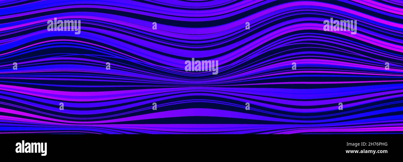 Surface with distorted lines. Wavy pattern. Vector wide banner Stock Vector
