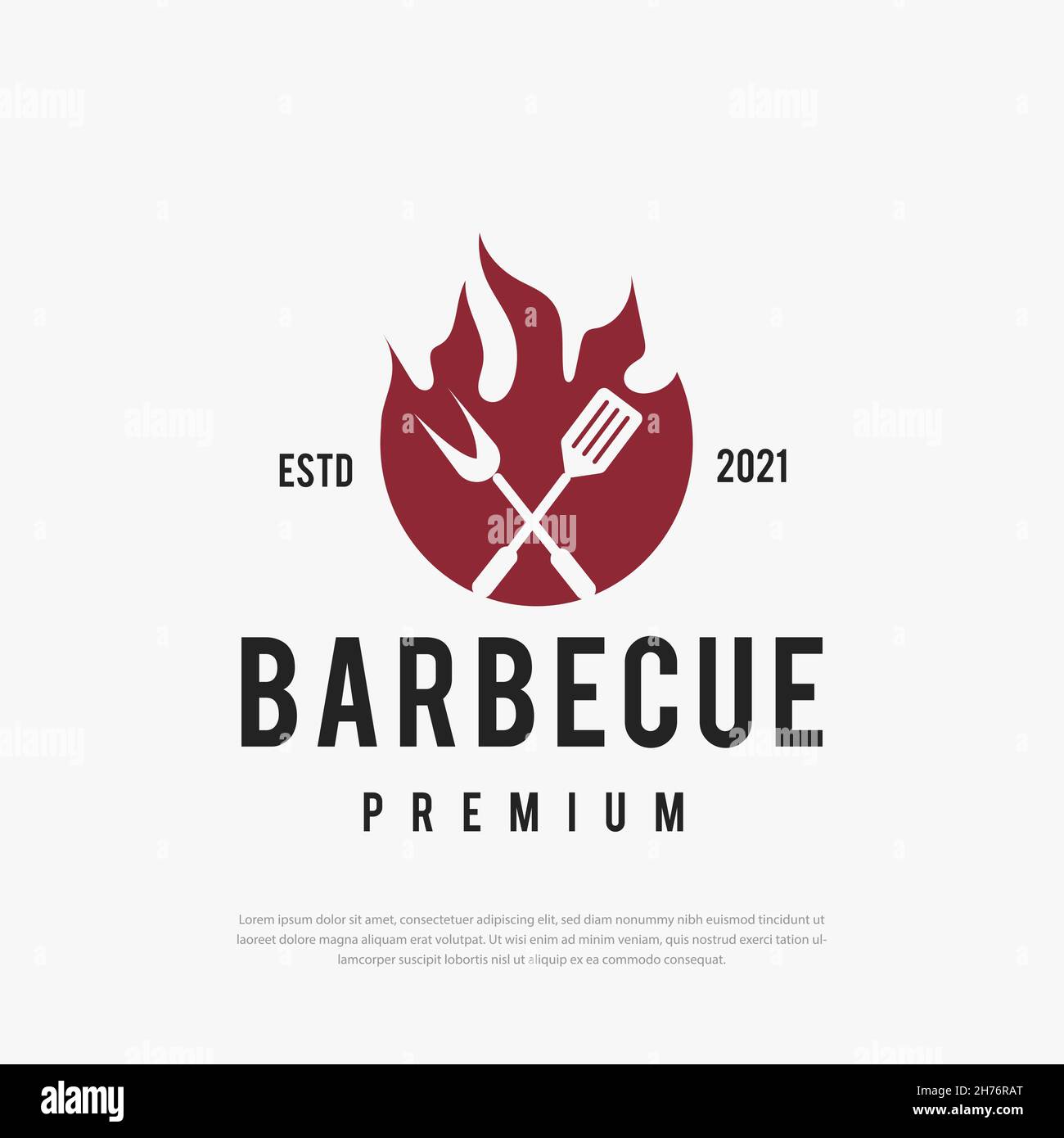 Barbecue Grilled logo design Delicious food bonfire illustration Stock Vector