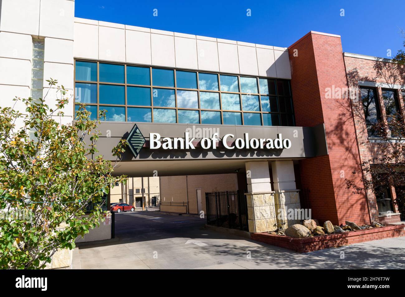 Bank of Colorado sign, logo on bank branch facade - Colorado Springs, Colorado, USA - 2021 Stock Photo