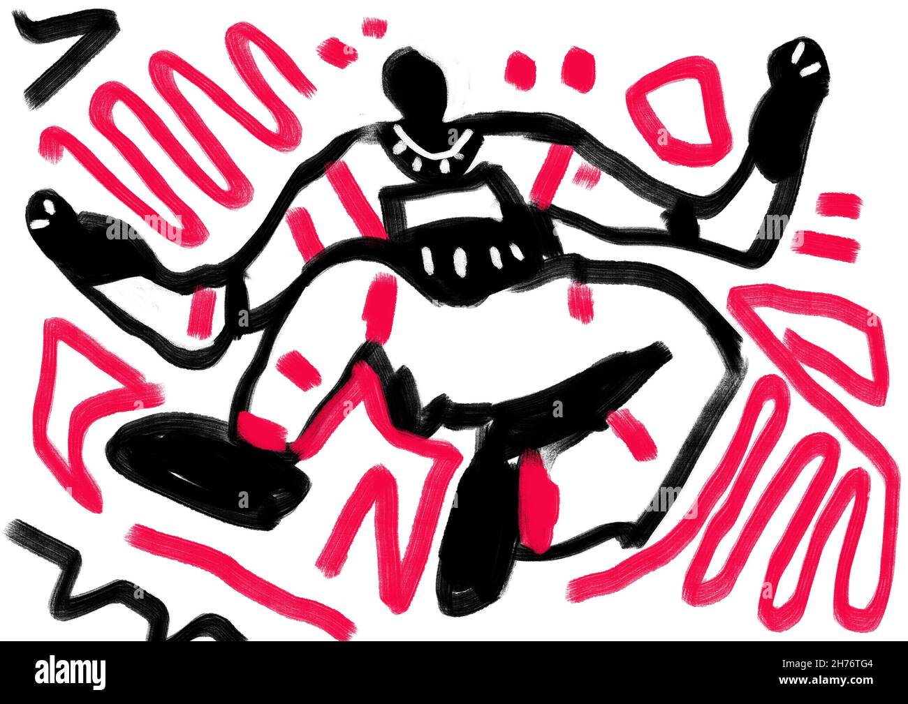 Aesthetic figure people dance figure with scribble, graffiti and