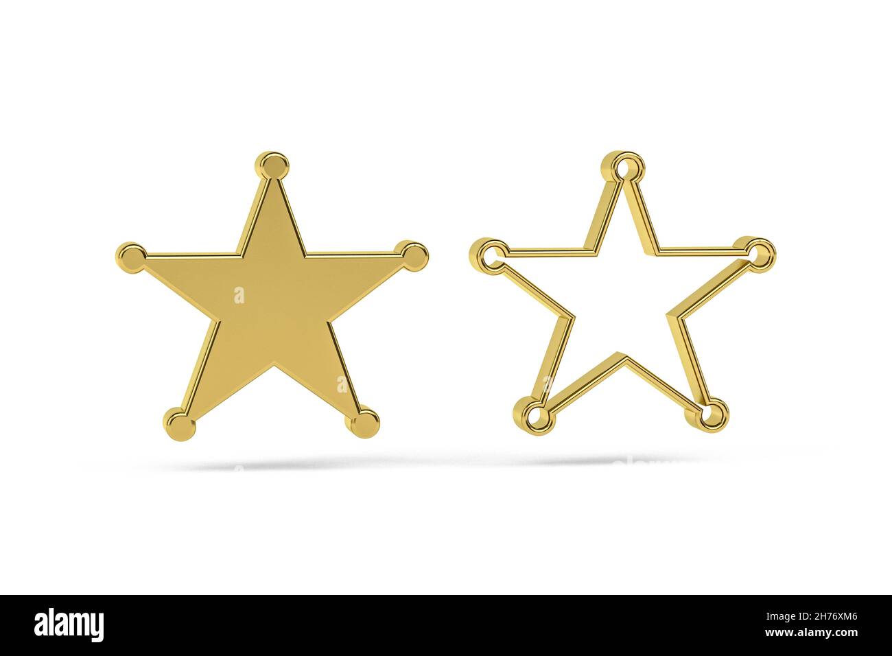 Golden 3d star icon isolated on white background - 3d render Stock ...