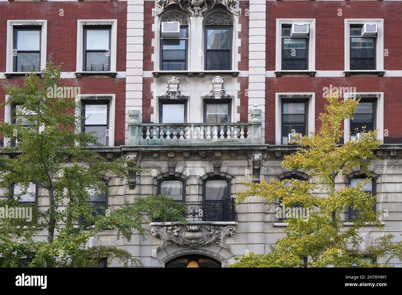 Old fashioned Manhattan apartment building facade with baroque architectural details Stock Photo