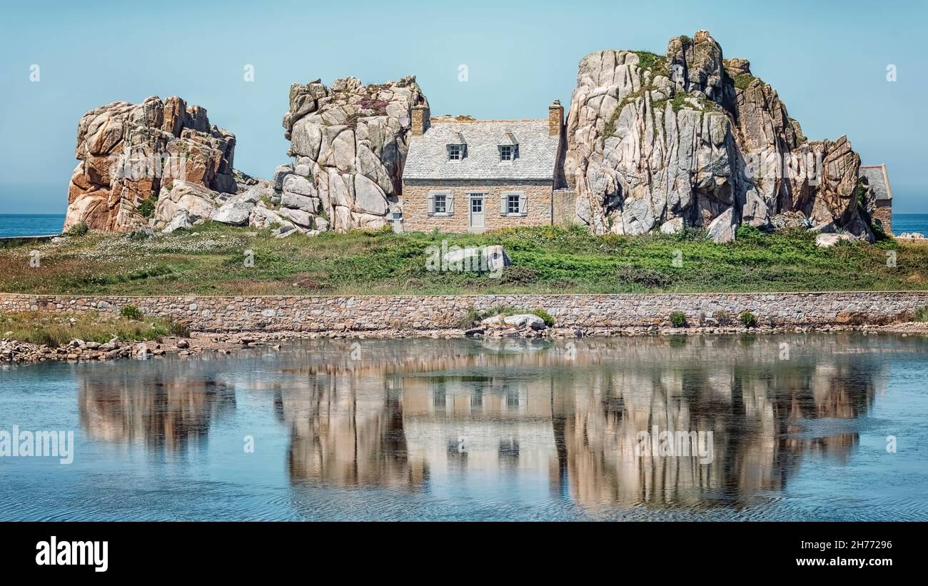 Coastal house on the French Brittany Stock Photo