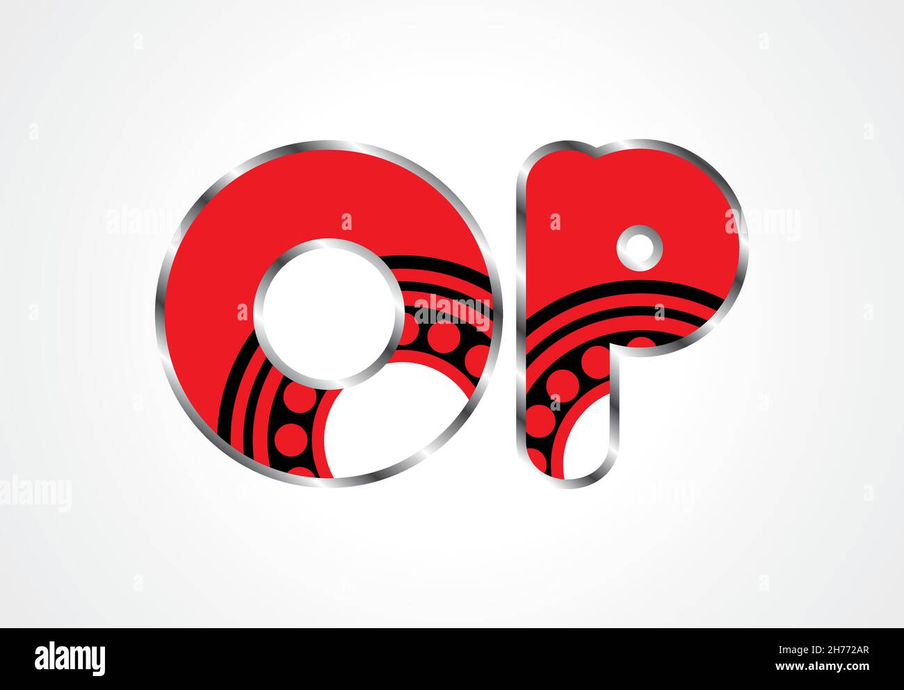 Red, white and black style Typography alphabet letters isolated on red