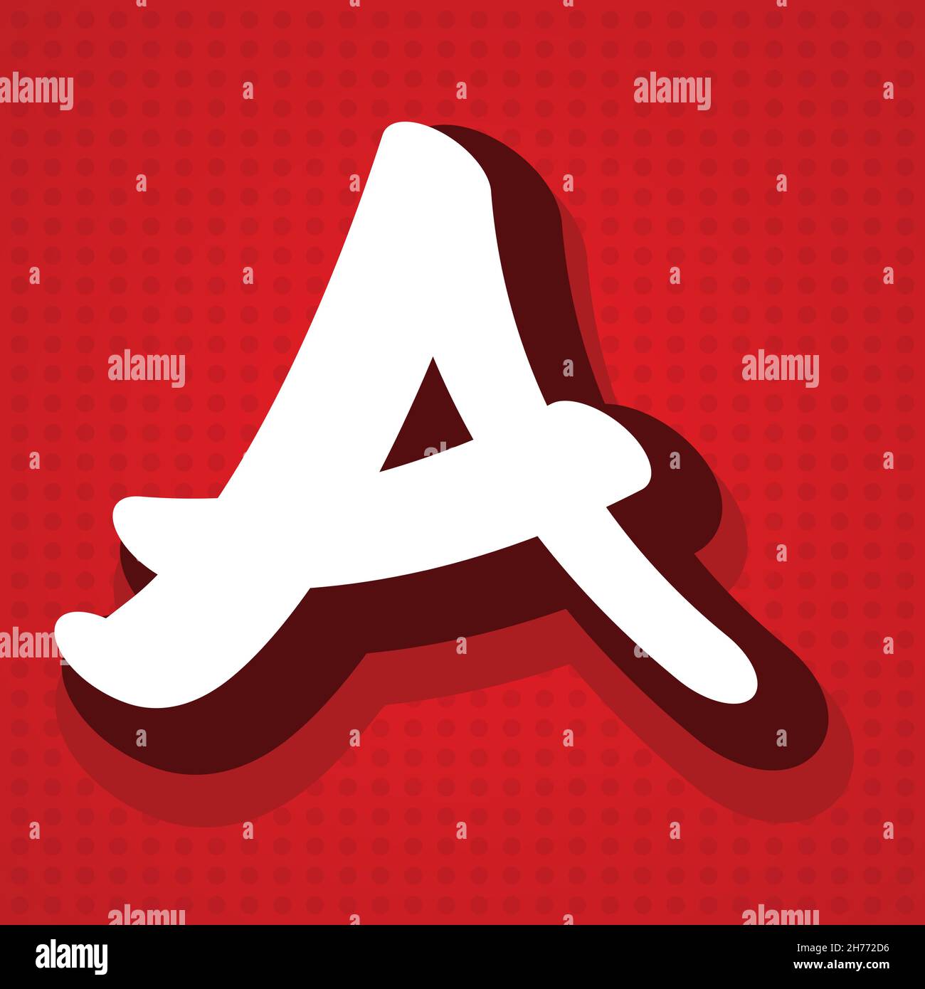 Red, white and black style Typography alphabet letters isolated on red