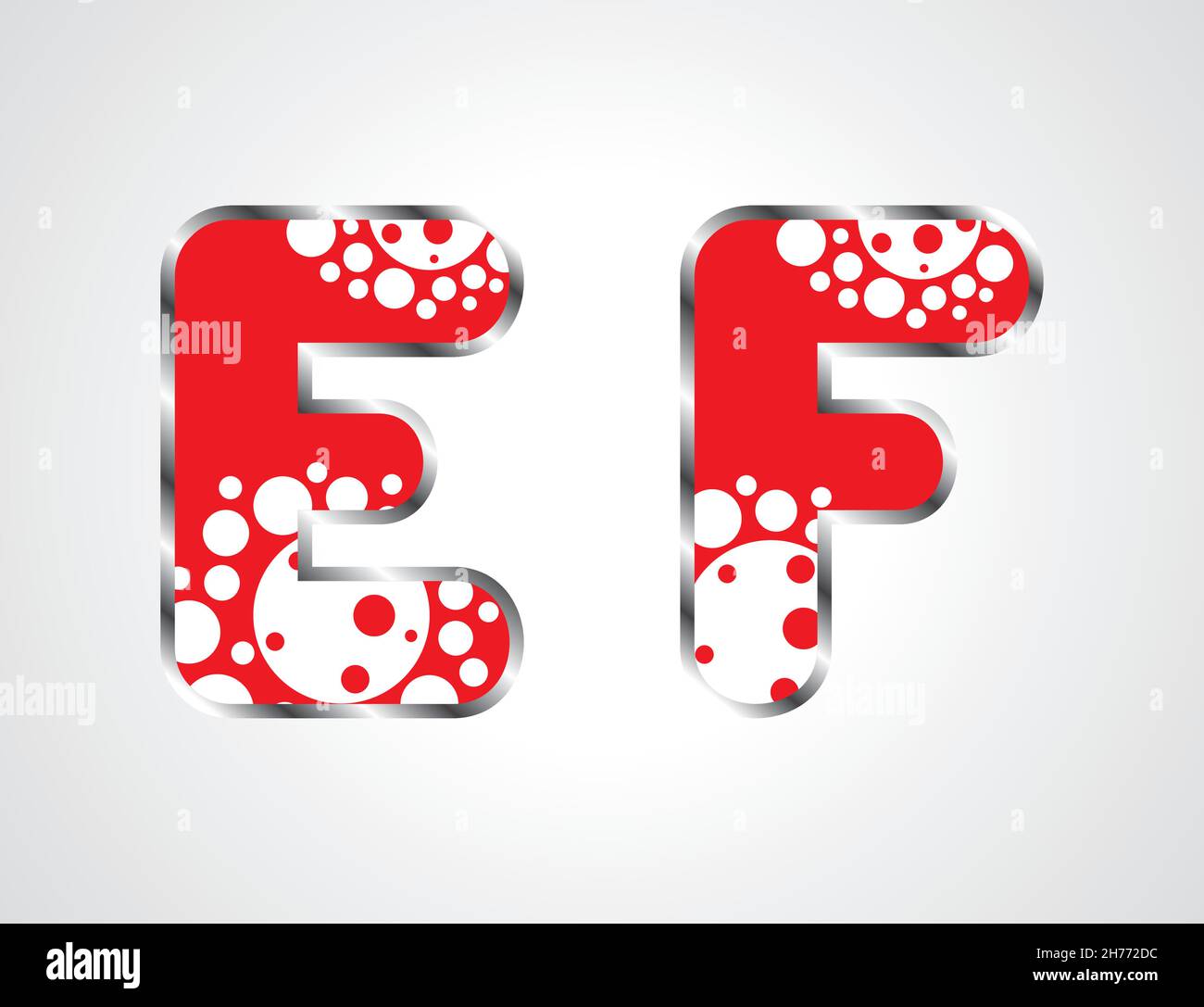 Red, white and black style Typography alphabet letters isolated on red