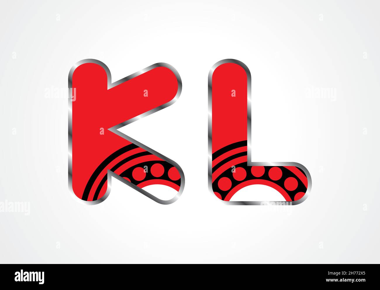 Red, white and black style Typography alphabet letters isolated on red