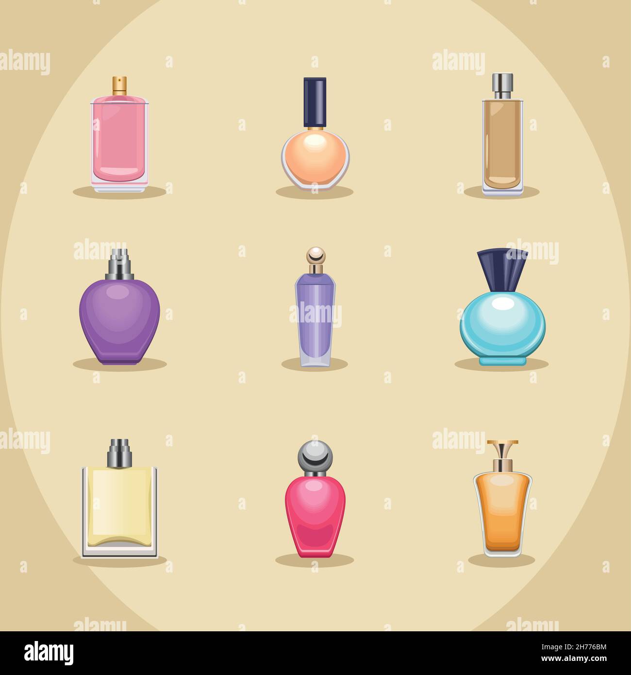 nine perfumes bottles icons Stock Vector Image & Art - Alamy