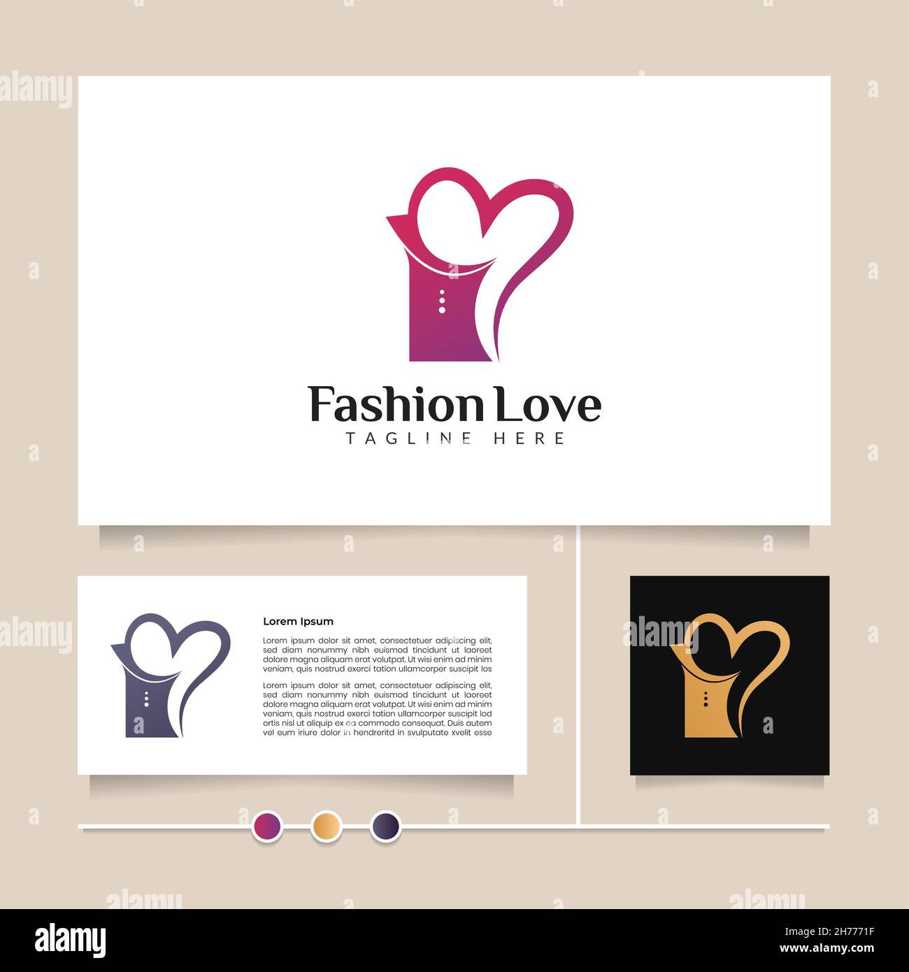 Creative Fashion Love logo design for company branding. Creative and