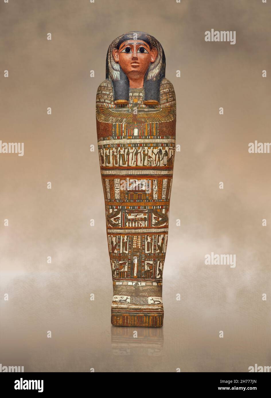 Ancient Egyptian mummy case of Taditnakht daughter of Iroutou, 720-650 BC, 24th-25th Dynasty. Museum of Fine Arts of Lyon inv H2314. Stock Photo