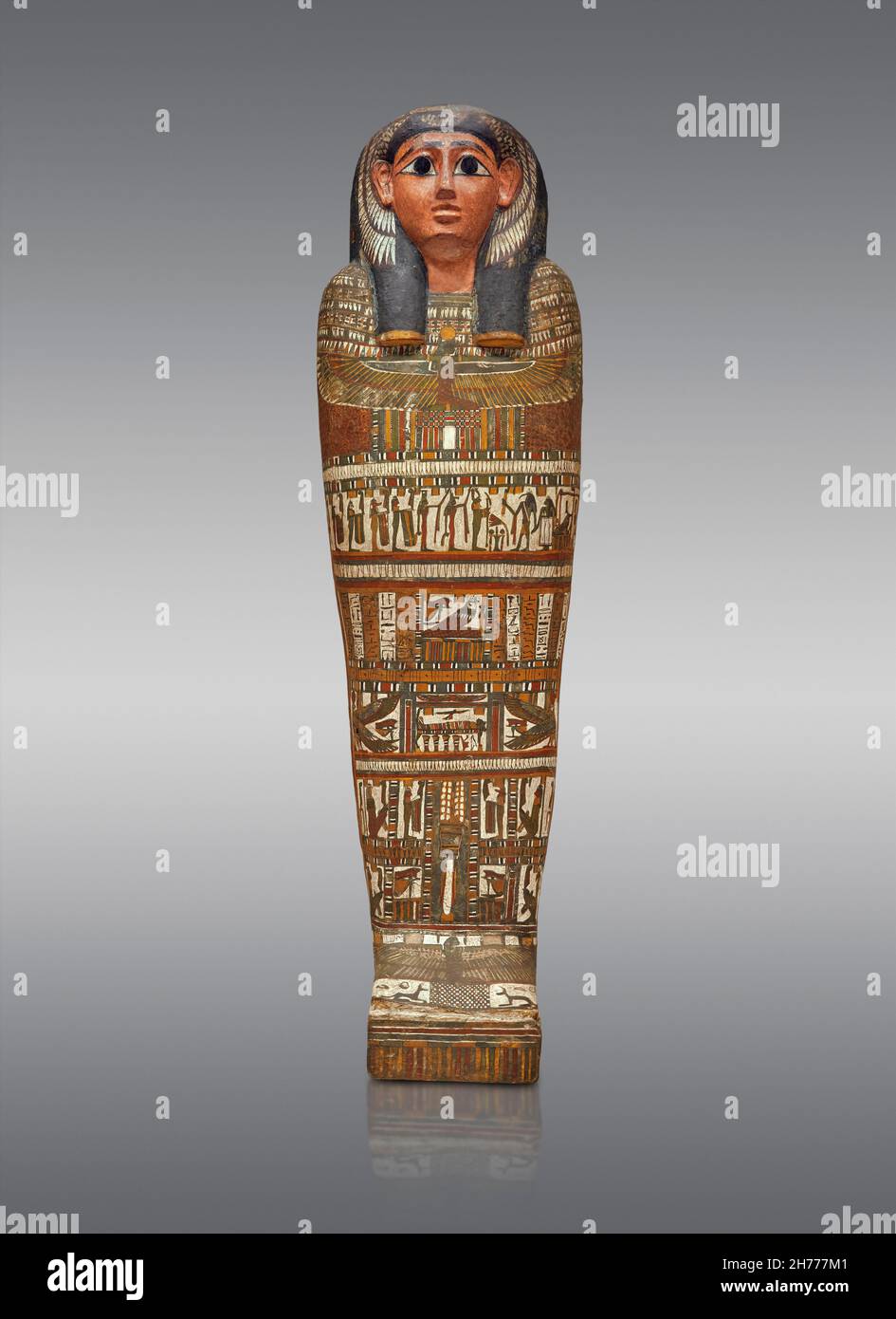 Ancient Egyptian mummy case of Taditnakht daughter of Iroutou, 720-650 BC, 24th-25th Dynasty. Museum of Fine Arts of Lyon inv H2314. Stock Photo
