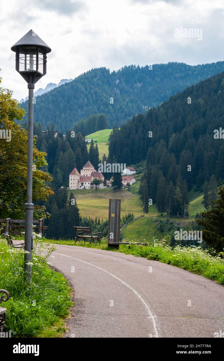 View of the mountain town, famous tourist destination both in winter and in summer, of Ortisei in Val Gardena Stock Photo