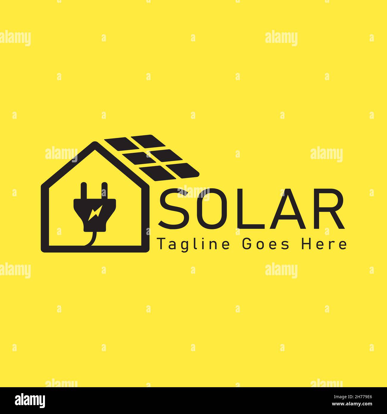 Solar Home Logo. Minimalistic Black color solar house Logo. Stock Vector