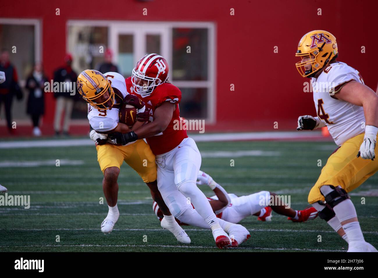 Bloomington, United States. 20th Nov, 2021. Minnesota Golden Gophers wide receiver Daniel Jackson (9) plays against Indiana University during an NCAA football game at Memorial Stadium in Bloomington, Ind. IU lost to Minnesota 35-14. Credit: SOPA Images Limited/Alamy Live News Stock Photo