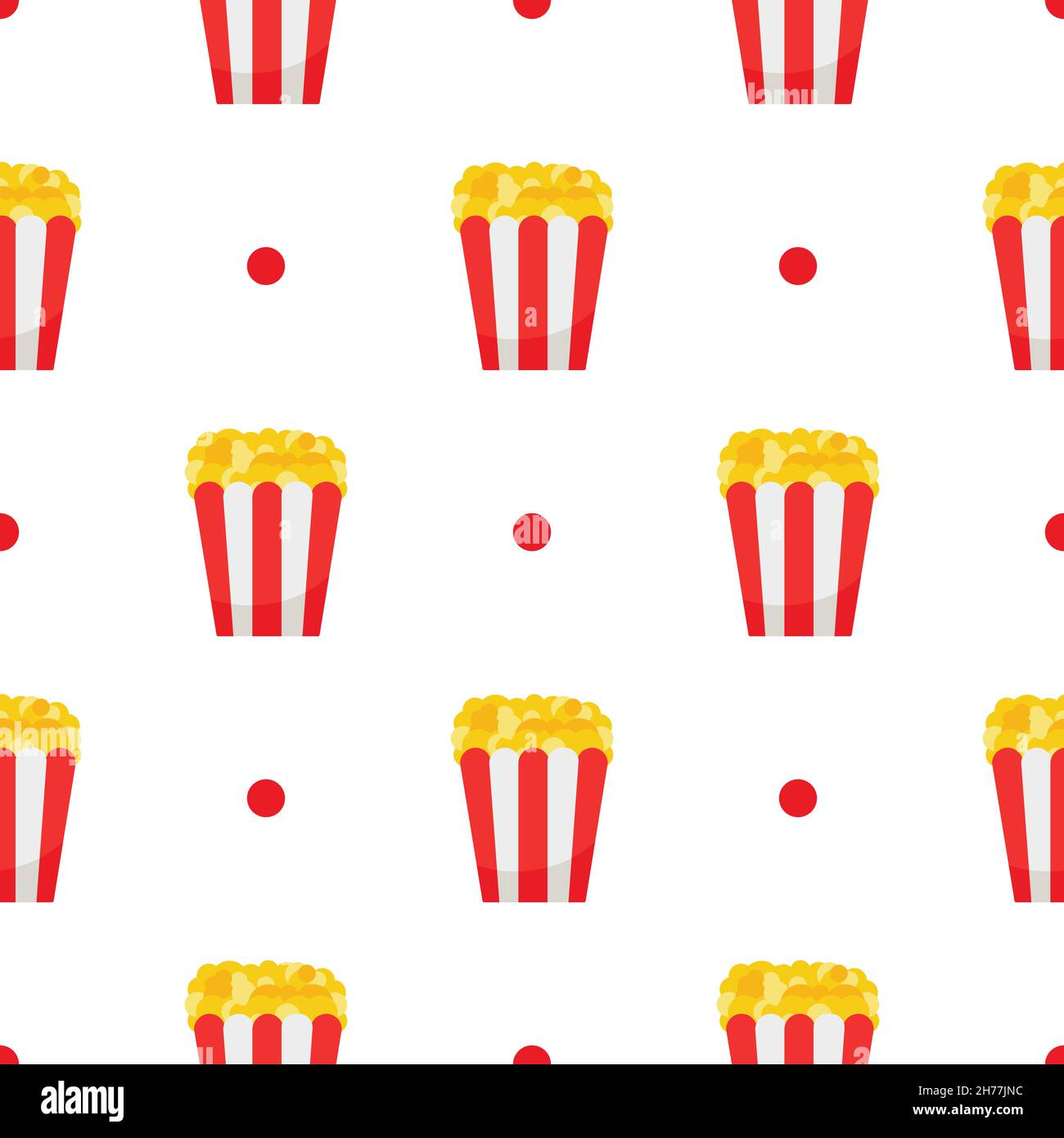 Popcorn. Seamless pattern with popcorn pack. Vector illustration in