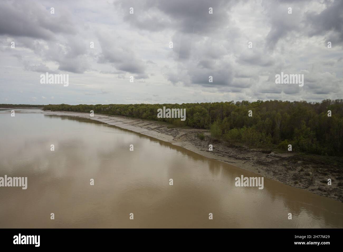 Cloudy sky over the Yellow River in Kakadu National Park during the rainy season, Northern Territory, Australia. Stock Photo