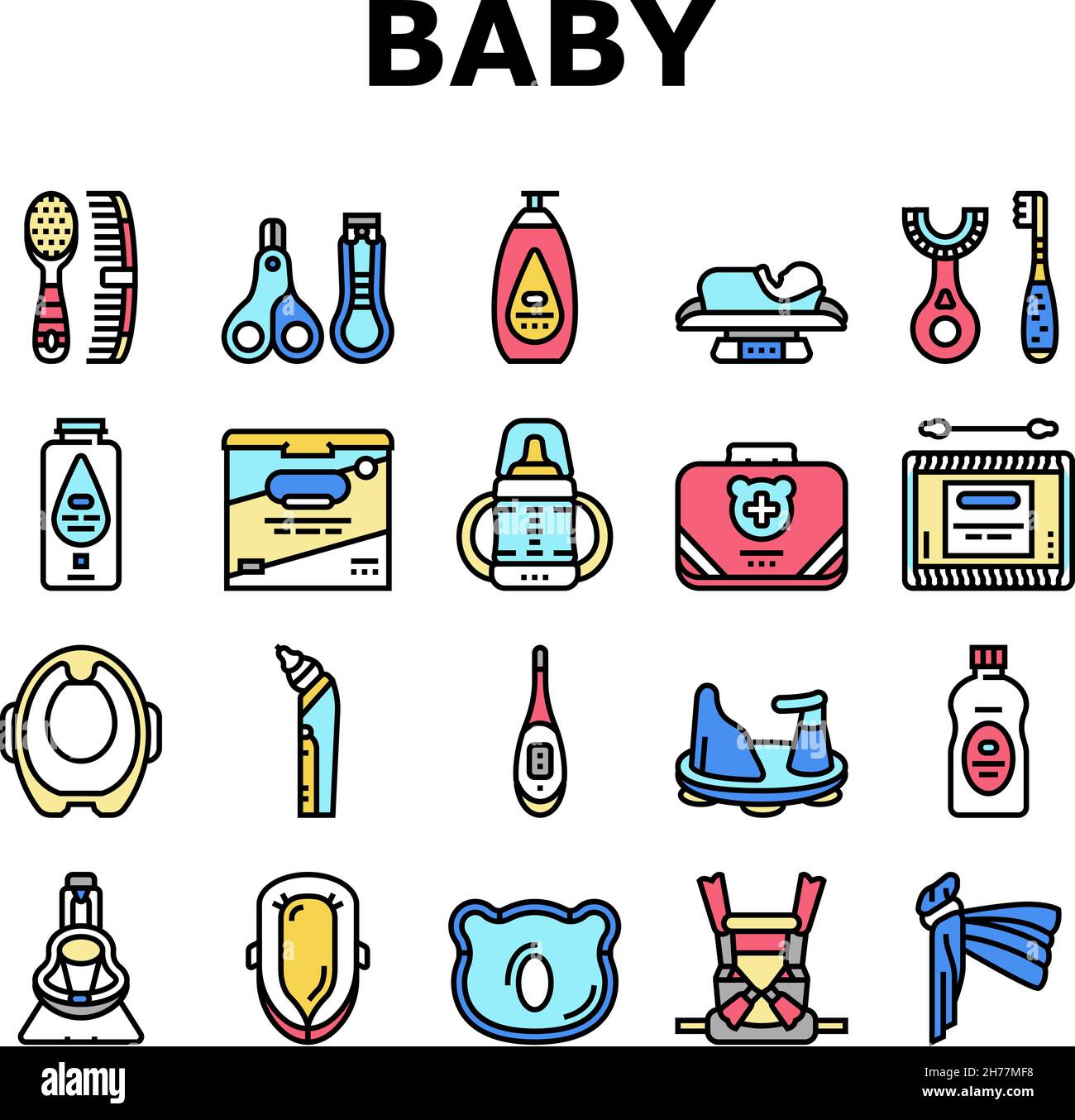 Baby Accessories And Equipment Icons Set Vector Stock Vector Image