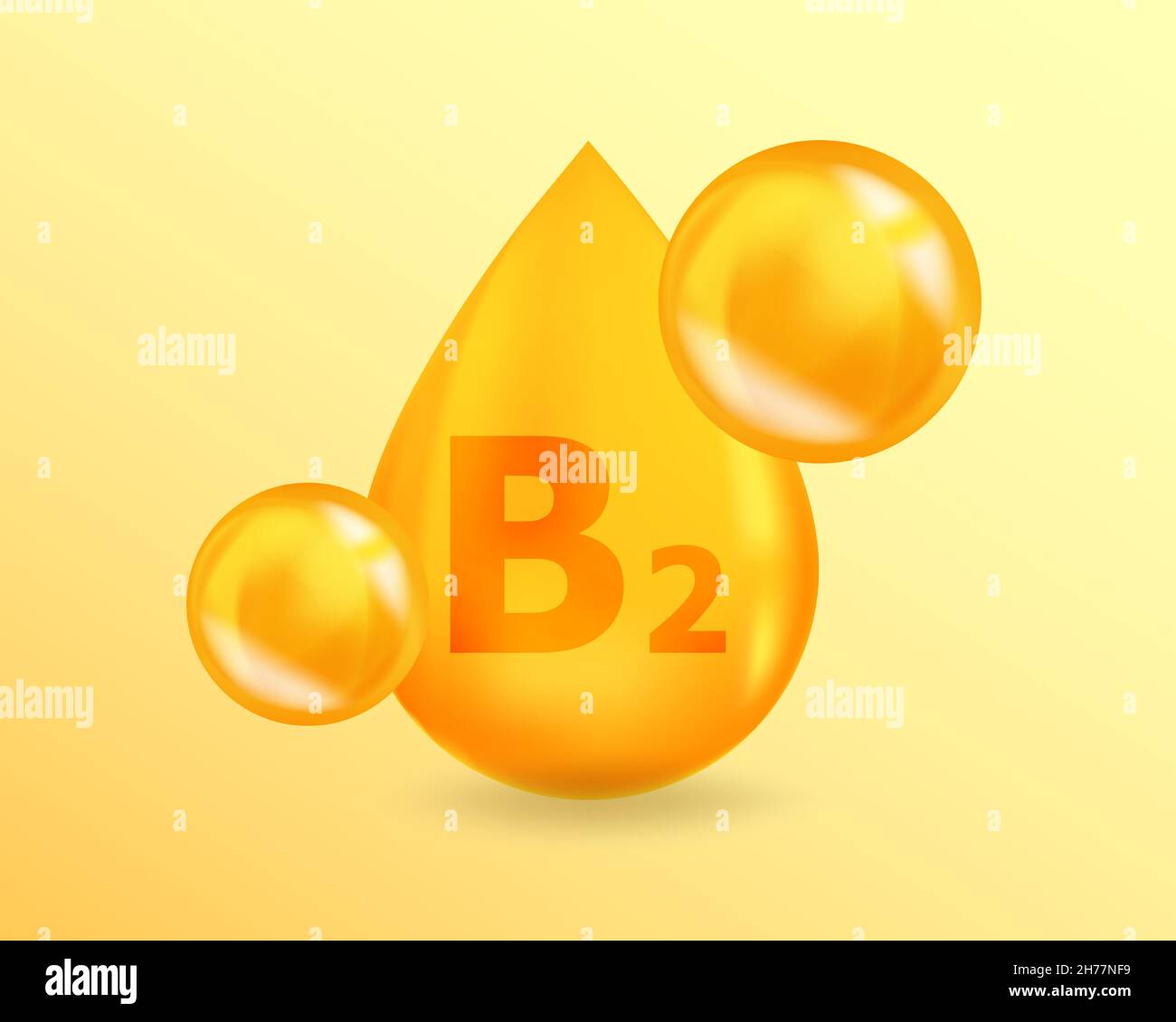 Vitamin B2 Riboflavin. Realistic Vitamin drop B2 Riboflavin design. 3D Vitamin complex
