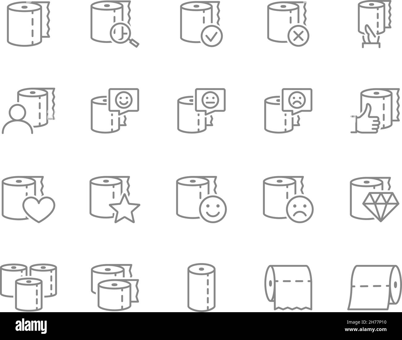 Set of toilet paper line icons. Wet wipes, toilet rolls, layered napkin, wet tissue, paper roll