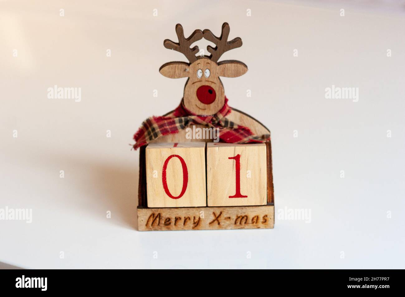 shallow depth of field funny christmas calendar date number Stock Photo