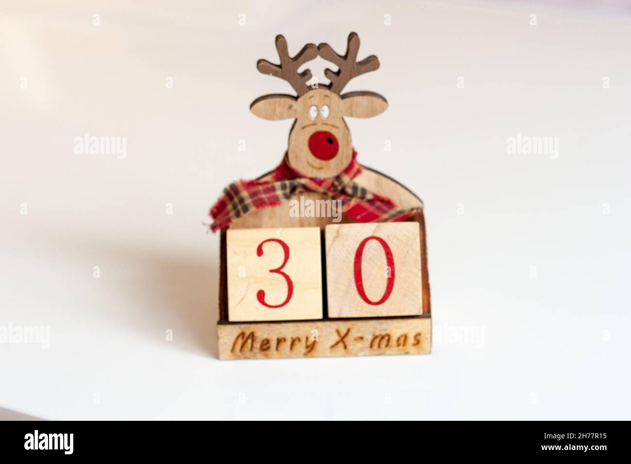 shallow depth of field funny christmas calendar date number Stock Photo