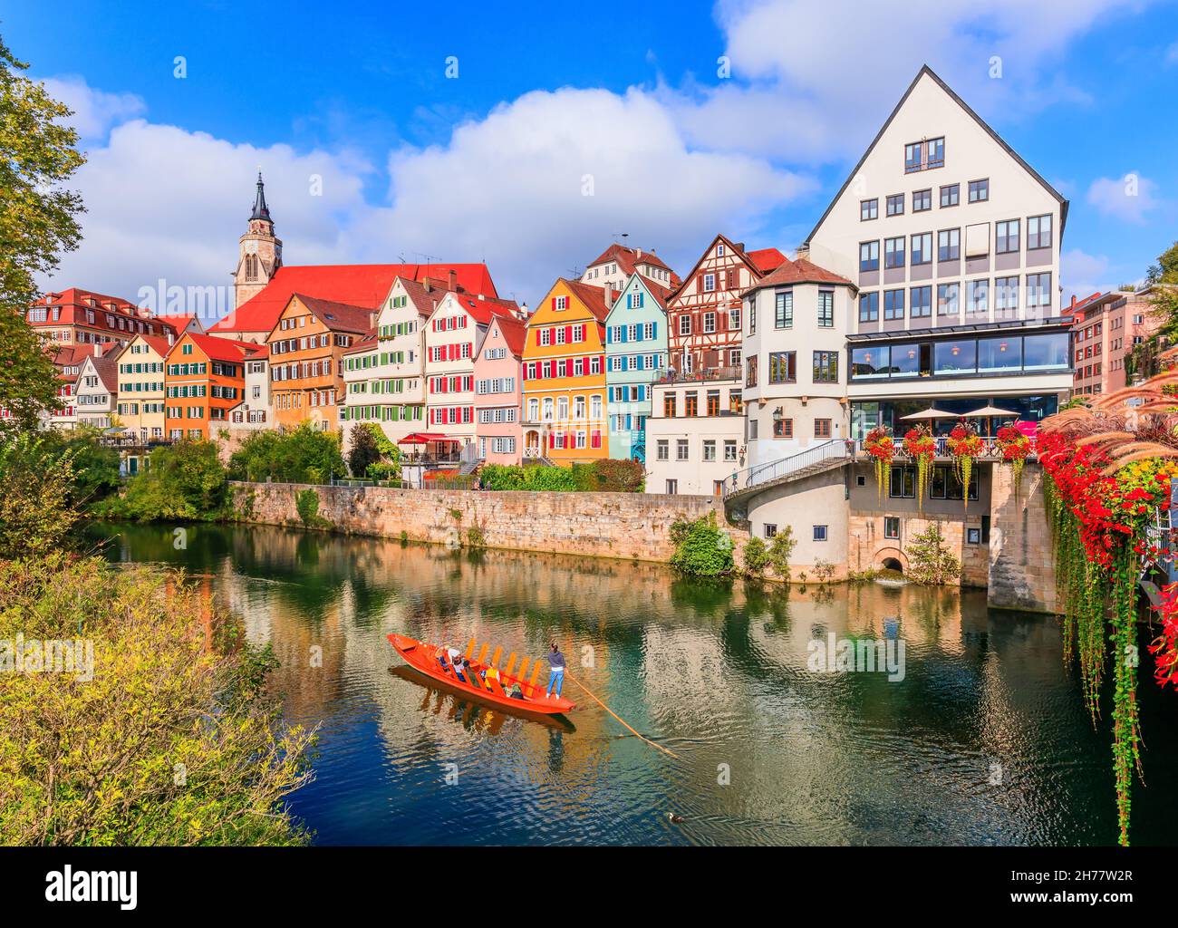 Tubingen, Germany. Colorful old town on the river Neckar. Stock Photo